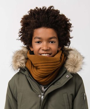 Echarpe garçon forme snood en maille côtelée avec doublure sherpa vue1 - GEMO (JUNIOR) - GEMO