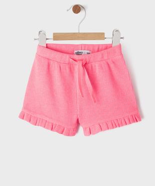 Short en maille nid d’abeille avec volants bébé fille vue1 - GEMO 4G BEBE - GEMO