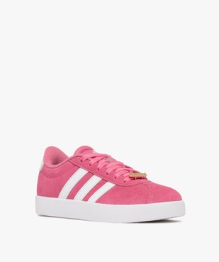 Baskets fille dessus en cuir suédé et à lacets avec bijou doré VL Court - Adidas vue2 - ADIDAS - GEMO
