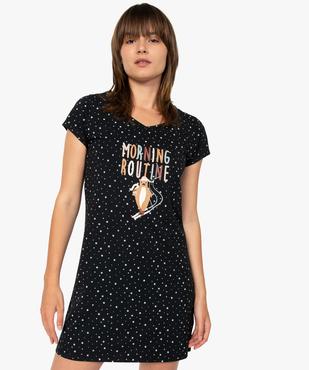 Chemise de nuit imprimée à manches courtes femme vue1 - GEMO 4G FEMME - GEMO