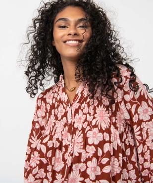 Blouse femme imprimée à manches ¾ avec haut smocké vue2 - GEMO(FEMME PAP) - GEMO