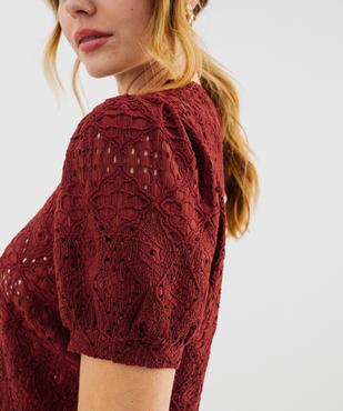 Tee-shirt à manches courtes en maille ajourée femme vue2 - GEMO 4G FEMME - GEMO