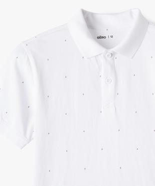 Polo garçon à manches courtes à micro-motifs vue2 - GEMO (JUNIOR) - GEMO
