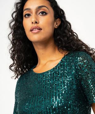Robe de soirée à manches courtes avec sequins femme vue3 - GEMO(FEMME PAP) - GEMO