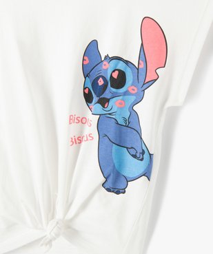 Tee-shirt fille loose noué imprimé Stitch - Disney vue3 - LILO & STITCH - GEMO