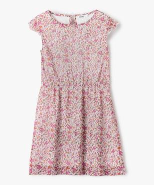 Robe fille courte en voile à fleurs et rayures dorées vue1 - GEMO (ENFANT) - GEMO