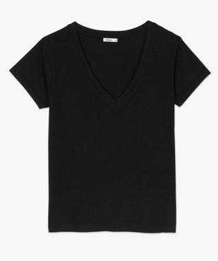 Tee-shirt femme à manches courtes et grand col V vue4 - GEMO(FEMME PAP) - GEMO