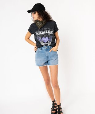 Tee-shirt à manches courtes avec motif grunge femme vue1 - GEMO(FEMME PAP) - GEMO