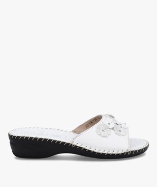 Mules femme confort en cuir ornées de fleurs vue1 - GEMO (CONFORT) - GEMO