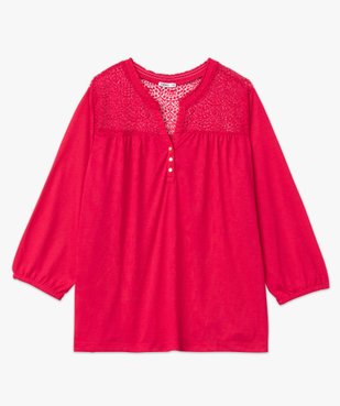 Tee-shirt droit manches 3/4 à col boutonné femme grande taille vue4 - GEMO 4G GT - GEMO