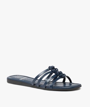 Mules femme à talon plat et fines brides nouées vue2 - GEMO (CASUAL) - GEMO