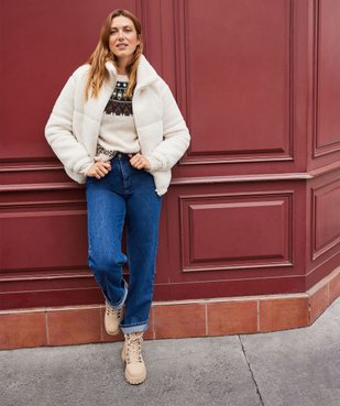 Blouson matelassé en sherpa femme vue1 - GEMO 4G FEMME - GEMO
