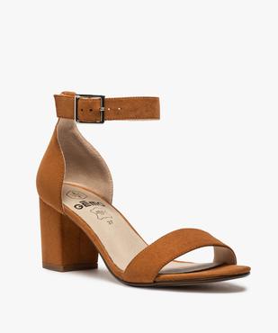 Sandales femme à talon large et bride cheville dessus suédine vue2 - GEMO(URBAIN) - GEMO