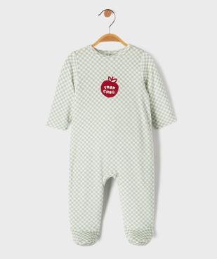 Pyjama en velours à motif damier bébé fille vue1 - GEMO 4G BEBE - GEMO