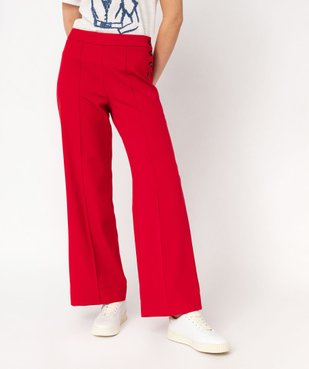Pantalon large avec fermeture boutonnée sur le côté femme vue1 - GEMO(FEMME PAP) - GEMO
