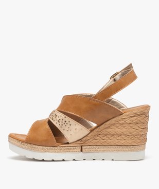 Sandales femme compensées bride métallisée à strass vue3 - GEMO(URBAIN) - GEMO