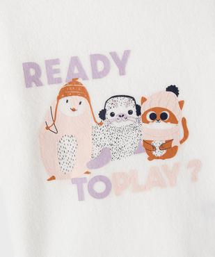 Pyjama en maille polaire avec motifs animaux fille vue2 - GEMO (ENFANT) - GEMO