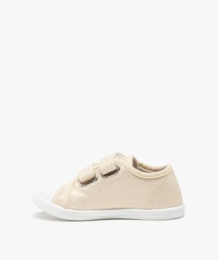 Tennis bébé fille en toile brillante et bout renforcé  vue3 - GEMO(BEBE DEBT) - GEMO