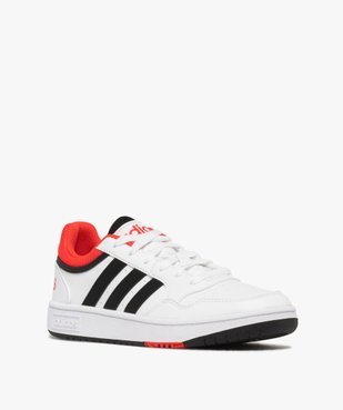 Baskets garçon à bandes contrastantes et avec col à liseré Hoops lo - Adidas vue2 - ADIDAS - GEMO