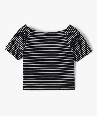 Tee-shirt fille court à col bardot vue3 - GEMO (JUNIOR) - GEMO