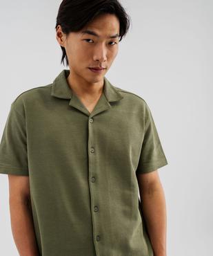 Chemise manches courtes à col cubain en maille piquée homme vue2 - GEMO 4G HOMME - GEMO