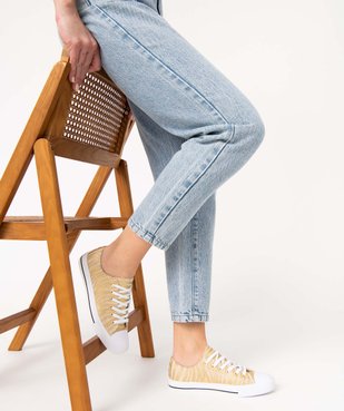 Baskets femme en toile à bout renforcé fermeture lacets vue1 - GEMO 4G FEMME - GEMO
