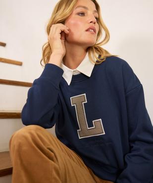 Sweat à col chemise amovible femme - LuluCastagnette vue1 - LULU CASTAGNETTE GEMO FOR GOOD - GEMO