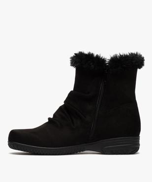 Boots fourrées femme zippées en suédine unie  vue3 - GEMO (CONFORT) - GEMO