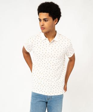 Polo manches courtes en maille de coton piquée à motifs palmies homme vue1 - GEMO 4G HOMME - GEMO