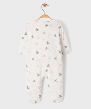 Pyjama en velours avec motifs oiseaux et fronces bébé vue3 - GEMO 4G BEBE - GEMO