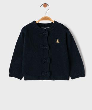 Gilet avec petits noeuds sur l’avant bébé fille - LuluCastagnette vue1 - LULU CASTAGNETTE G4G D - GEMO