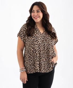 Blouse à manches courtes imprimée femme grande taille vue1 - GEMO (G TAILLE) - GEMO