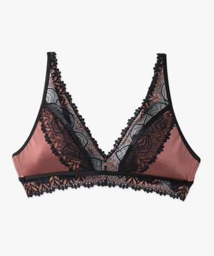 Soutien-gorge triangle en matière satinée et dentelle vue4 - GEMO(HOMWR FEM) - GEMO