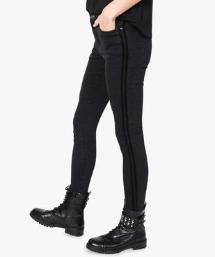 Jean skinny femme avec bandes latérales en velours vue1 - FOLLOW ME - GEMO