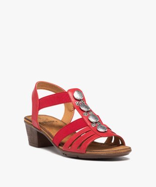 Sandales femme confort à talon et brides élastiquées vue2 - GEMO (CONFORT) - GEMO
