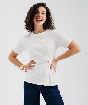 Tee-shirt manches courtes avec bijou sur l’avant femme vue1 - GEMO 4G FEMME - GEMO