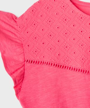 Robe courte à manches volantées en jersey de coton fille vue3 - GEMO 4G FILLE - GEMO