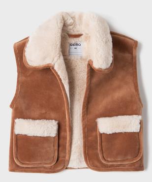 Veste sans manches fourrée en velours ras fille vue1 - GEMO (ENFANT) - GEMO