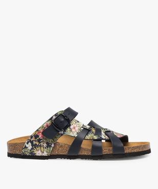 Sandales femme mules à larges brides unies et fleuries vue2 - GEMO (CASUAL) - GEMO