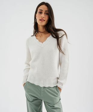 Pull en maille douillette extensible à col V femme vue1 - GEMO 4G FEMME - GEMO