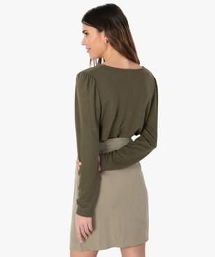 Tee-shirt femme en maille à col V en dentelle vue3 - GEMO(FEMME PAP) - GEMO