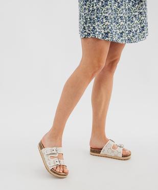 Mules à semelle plateforme et larges brides brodées femme - 5 Miles vue7 - 5 MILES - GEMO