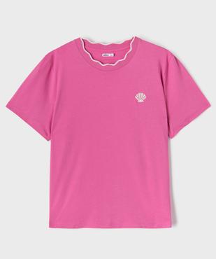 Tee-shirt manches courtes à col festonné fantaisie femme grande taille vue1 - GEMO (G TAILLE) - GEMO