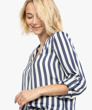 Blouse femme à rayures avec col V vue2 - GEMO(FEMME PAP) - GEMO