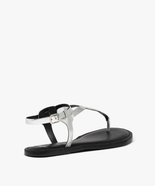 Sandales femme à talon plat et brides métallisées en cuir vue4 - GEMO (CASUAL) - GEMO