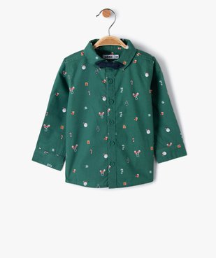 Chemise bébé garçon à motifs de Noël avec noeud papillon amovible vue2 - GEMO(BEBE DEBT) - GEMO