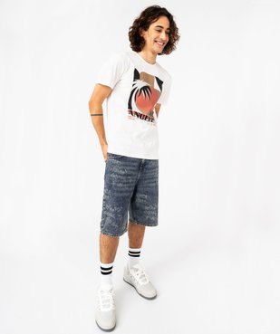 Bermuda en jean avec inscriptions homme vue6 - GEMO (HOMME) - GEMO