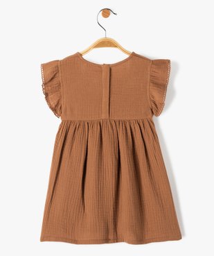 Robe bébé fille en double gaze avec smocks et volants vue3 - GEMO(BEBE DEBT) - GEMO