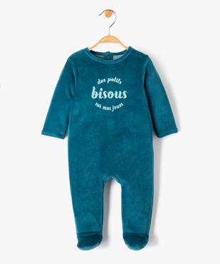 Pyjama bébé à pont-dos en velours avec message vue1 - PREMIER PRIX BY GEMO - GEMO