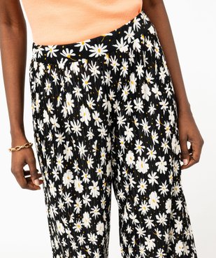 Pantalon large en maille plissée à motifs fleuris femme vue2 - GEMO(FEMME PAP) - GEMO